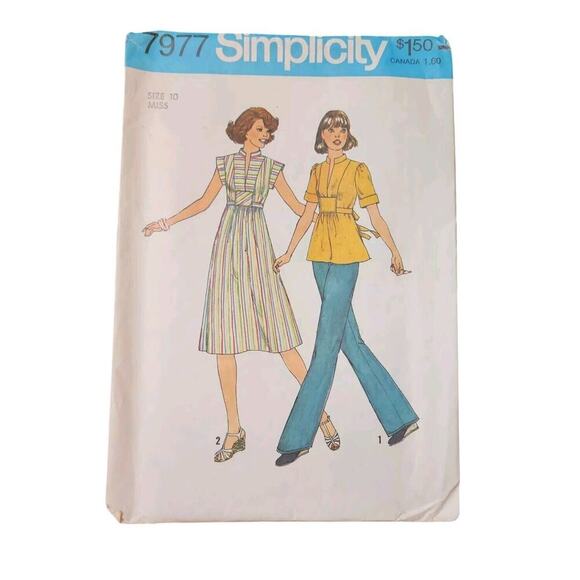 Vtg Lot Of 5 Simplicity Patterns Dresses Pants Suits Ephemera - Picture 3 of 6